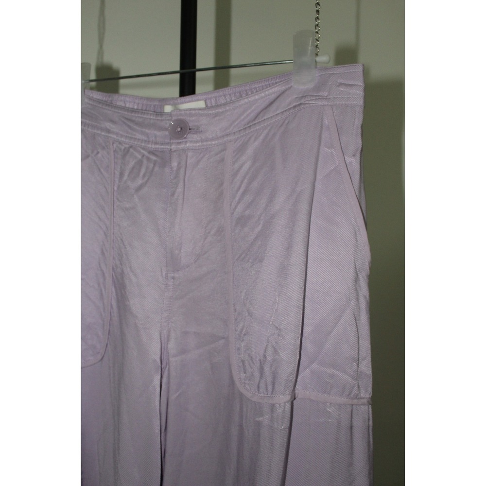 Anthropologie Lavender Wide Leg Cargo Pants Lace Up Detail Purple Women's Size 2 - Picture 4 of 12